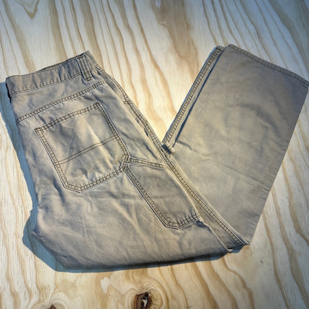 Blue Mountain Mens 32x32 Khaki Cotton Canvas Carpenter Work Pants Utility